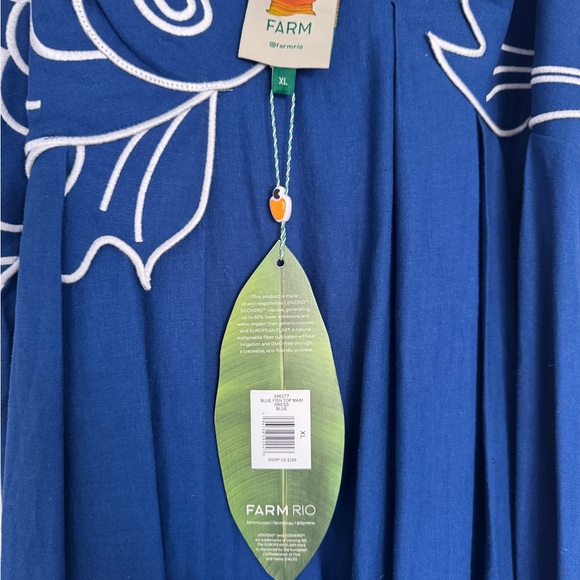 NWT FARM Rio Royal Blue Fish Dress with White Trim Size XL - Picture 3 of 6